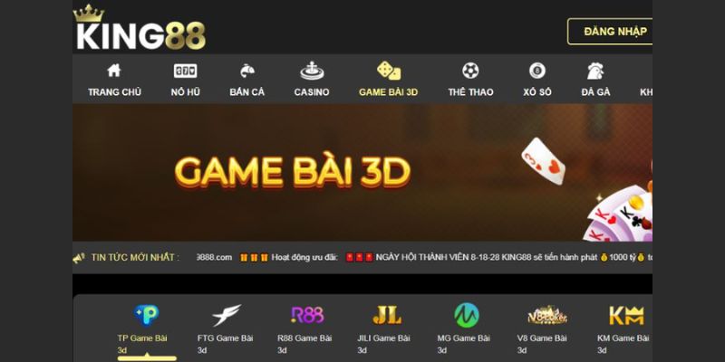 Giới thiệu sảnh game bài 3D King88 cực hot